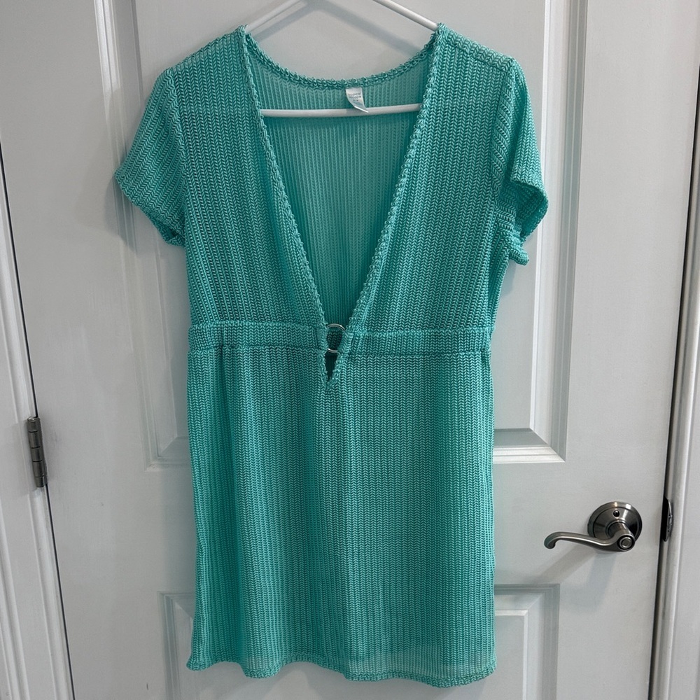 Tropical Escape Teal Swim Coverup